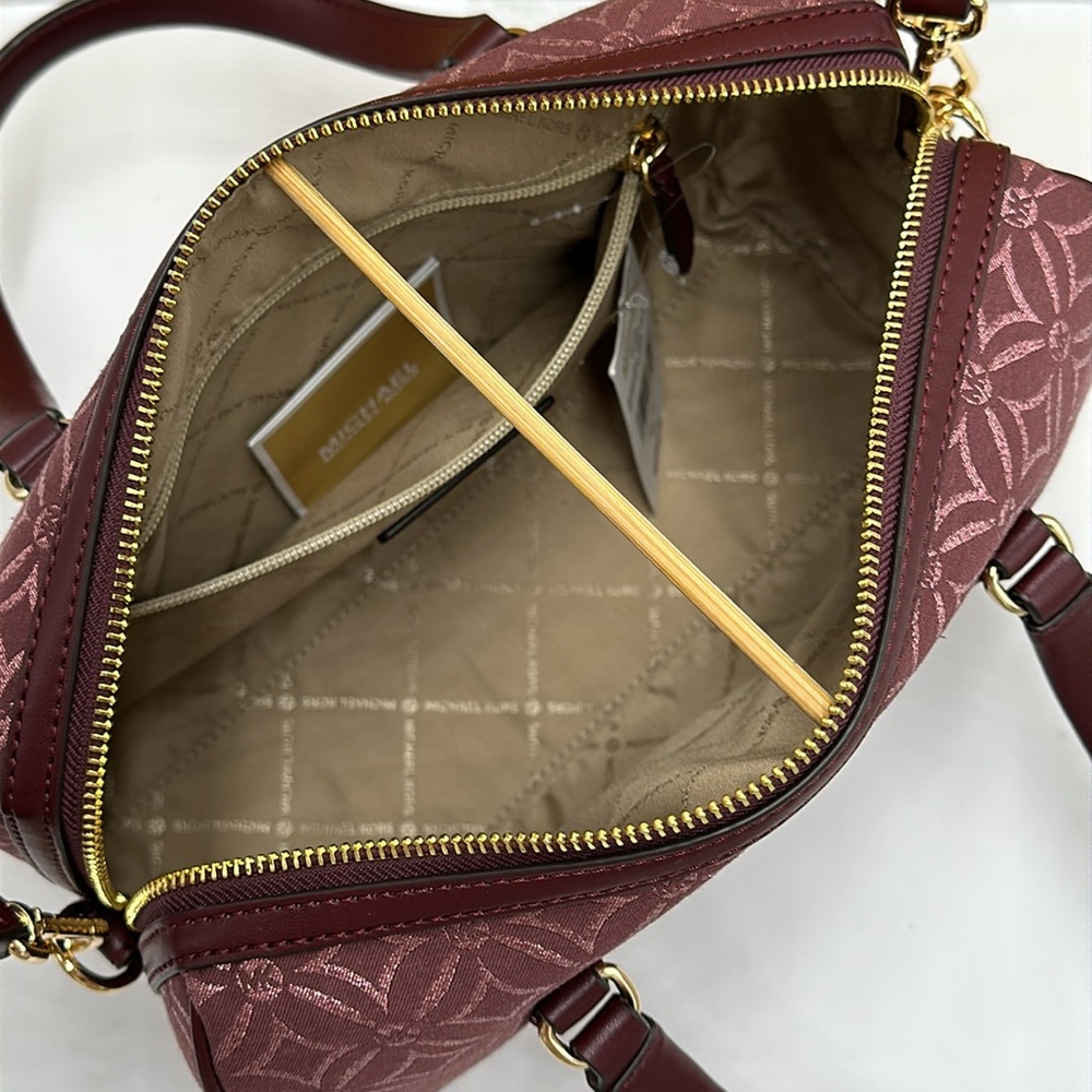 MICHAEL KORS JST TRAVEL MEDIUM DUFFLE SATCHEL SHOULDER CROSSBODY BAG MK OXBLOOD - Picture 14 of 16